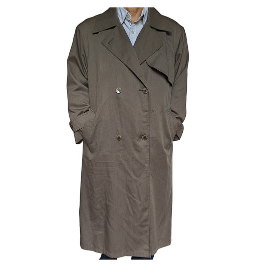 Vintage London Fog Trench Coat Women’s 14 Petite Long Belted Lined USA Made