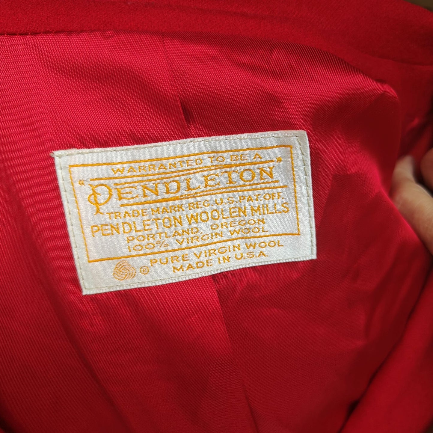 Pendleton 100% Virgin Wool Maxi Coat Red Double-Breasted Long Overcoat | Made in USA