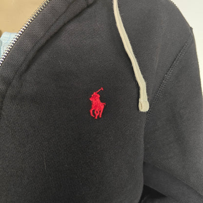 Polo Ralph Lauren black zip hoodie S small red pony logo sweatshirt
