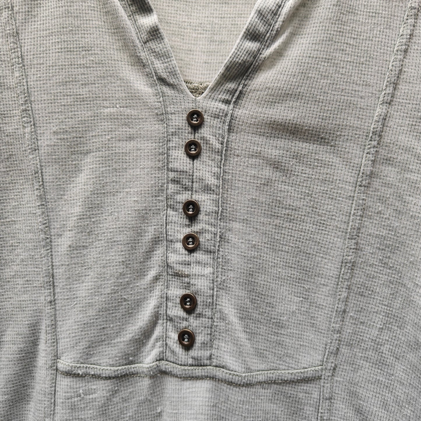 Jane & Delancey Gray Henley Top Roll-Tab Sleeves High-Low Hem Size M