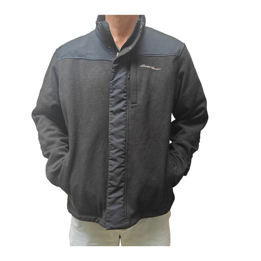 Eddie Bauer Men’s Black Full Zip Jacket Size L – Outdoor Casual Warm Layer