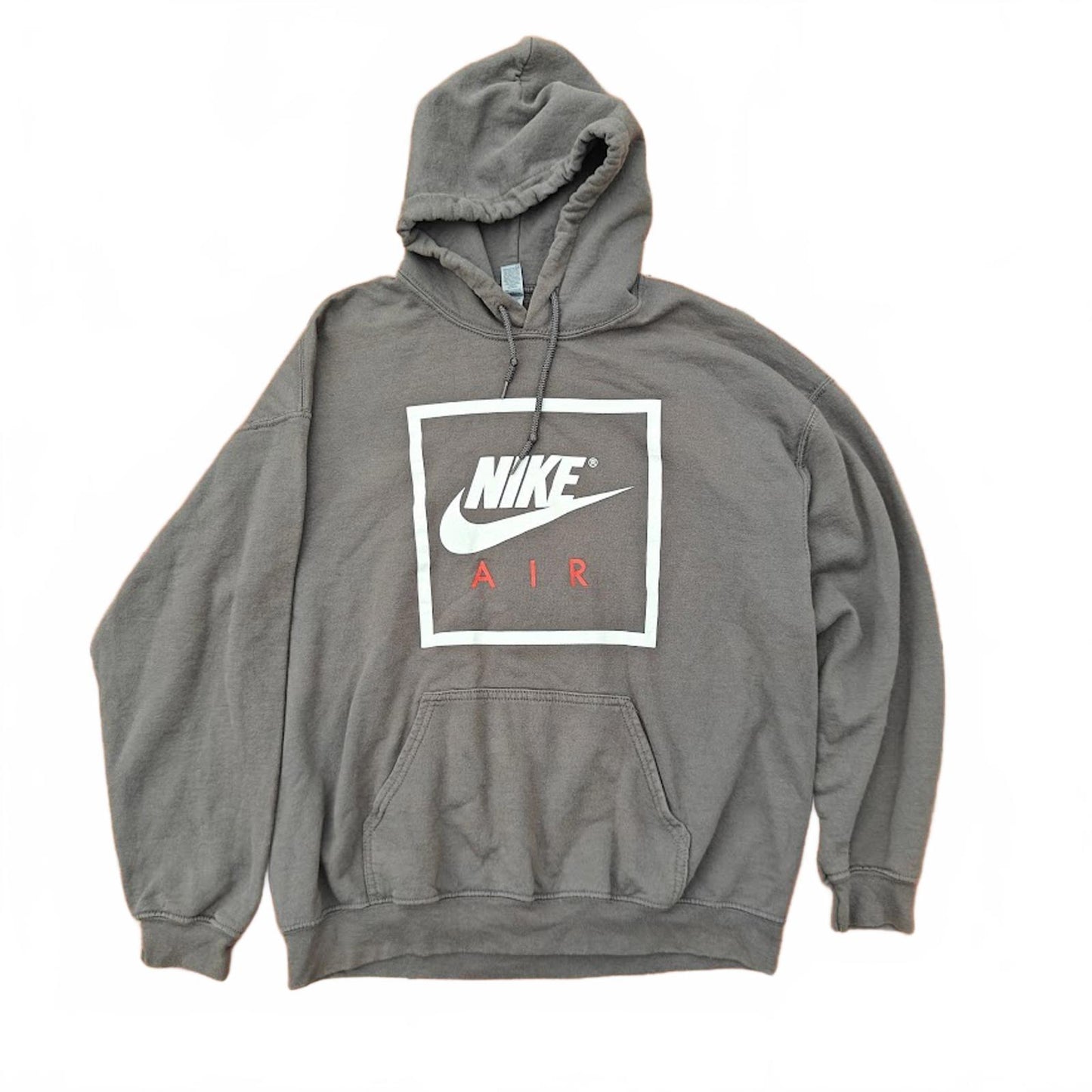 Nike Air Gray Hoodie Men’s Large Pullover Sweatshirt Streetwear Logo Graphic