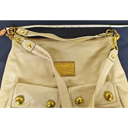 Coach Poppy Pocket Hobo 14681 – Ivory Leather Shoulder Bag, Gold Hardware, Double Front Pockets