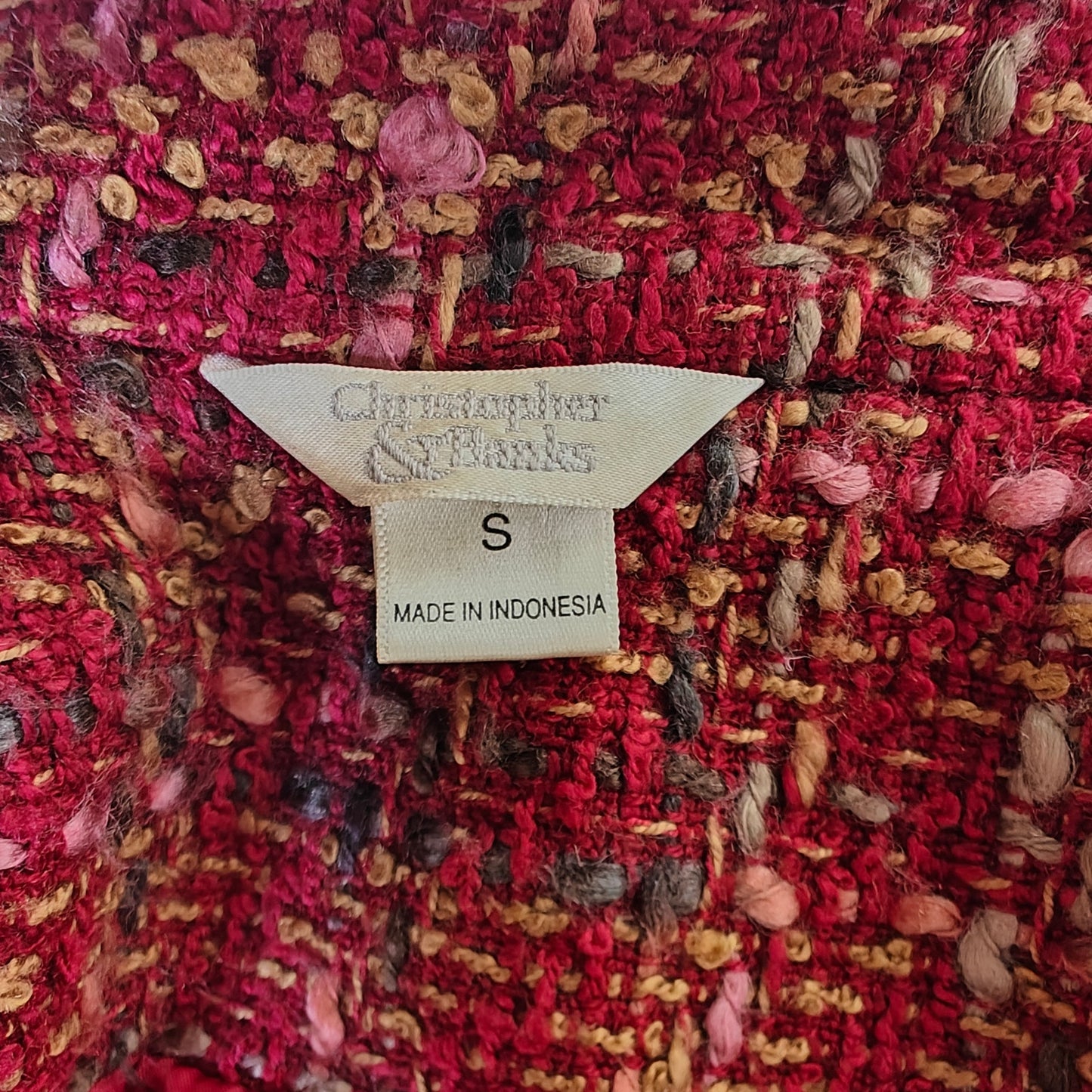 Christopher & Banks Red Tweed Jacket Women’s Size S Knit Boucle Coat