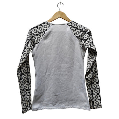 Nike Pro Therma-Fit Long Sleeve Top White Black Pattern Raglan Base Layer