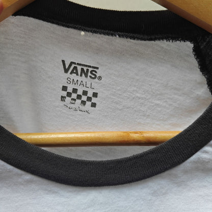 Vans Raglan Baseball Tee Gray White Red Logo Graphic Raglan
