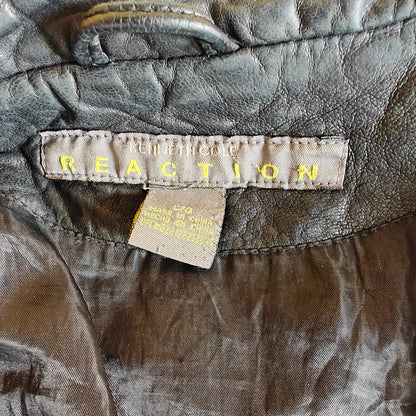 Kenneth Cole Reaction Black Leather Moto Jacket Women’s Large