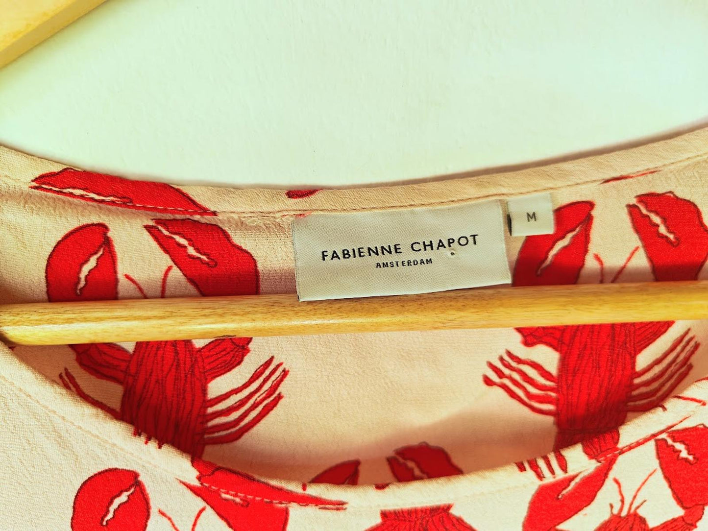 Fabienne Chapot Pink and Red Lobster Blouse - Size M