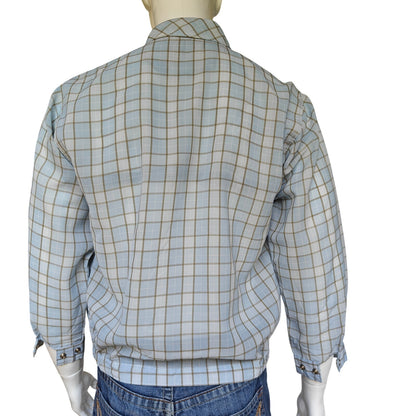 Hanil Men’s Lightweight Plaid Zip Jacket Mesh Lined Bomber Blue S (95)