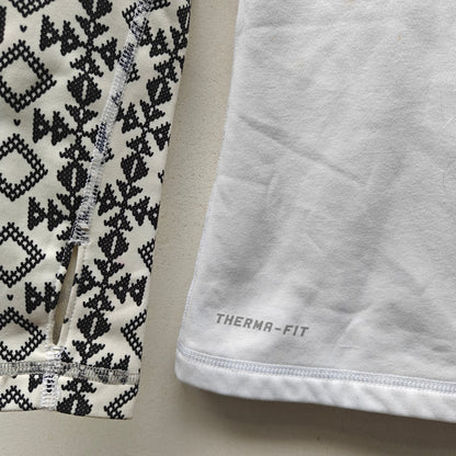 Nike Pro Therma-Fit Long Sleeve Top White Black Pattern Raglan Base Layer