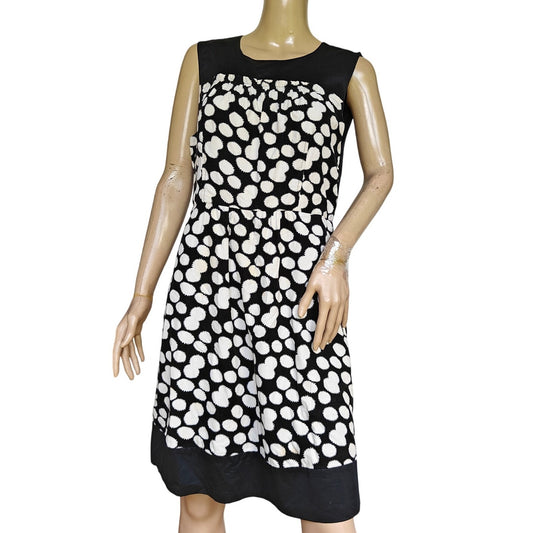 Leifnotes Black White Polka Dot Sleeveless Midi Dress Anthropologie Size 12
