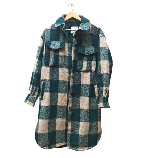 Avec Les Filles Green Plaid Oversized Shacket Coat Jacket Women’s Small