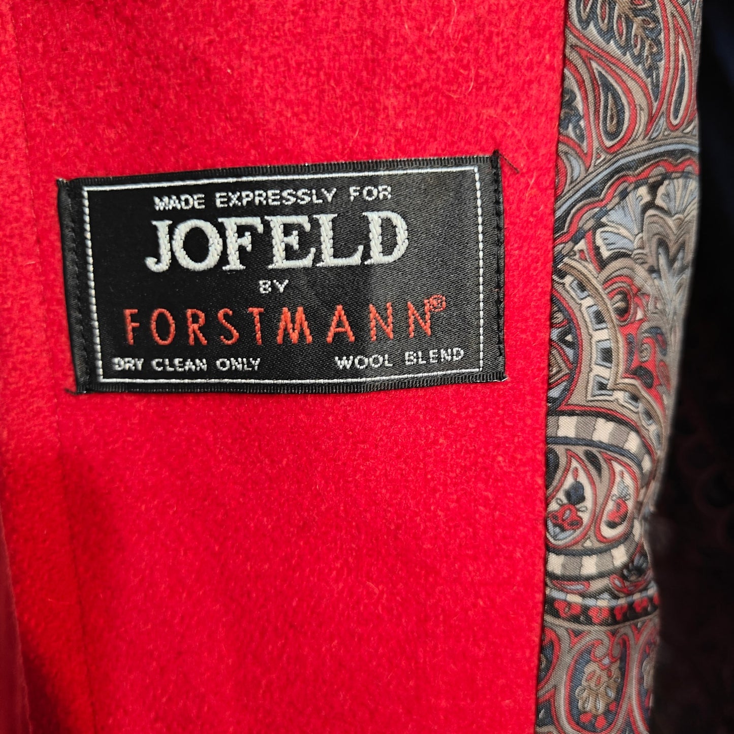 Vintage Jofeld by Forstmann Red Wool Blend Overcoat Made in USA