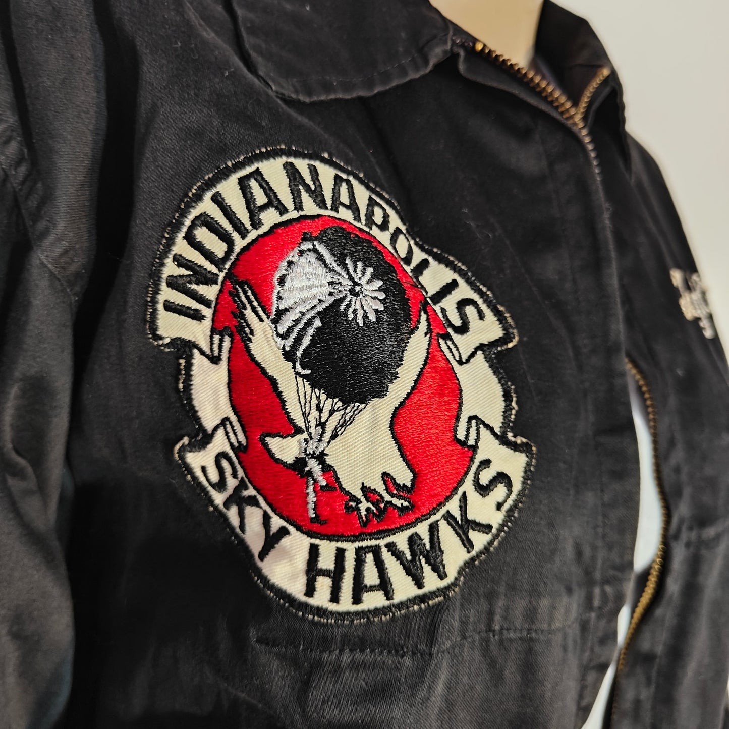 Vintage Hinchman Sky Hawks Parachute Club Jacket Indianapolis Black