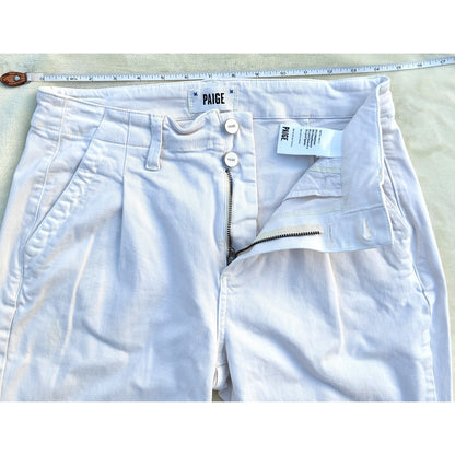 Paige Mayslie-Style White Denim Joggers Sz 28 High Rise Elastic Cuffs