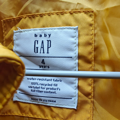 GAP Kids Puffer Vest Yellow Mustard Lightweight Quilted Zip Sleeveless Winter