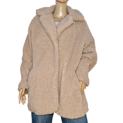 Lucky Brand Teddy Sherpa Coat Tan Faux Shearling, Size L