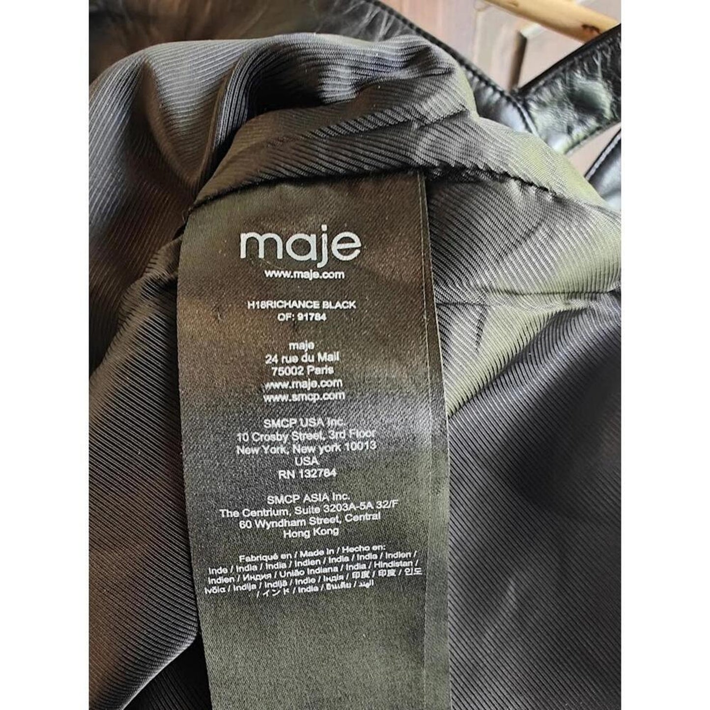 Maje Black Leather Dress with Front Pockets - Size 1