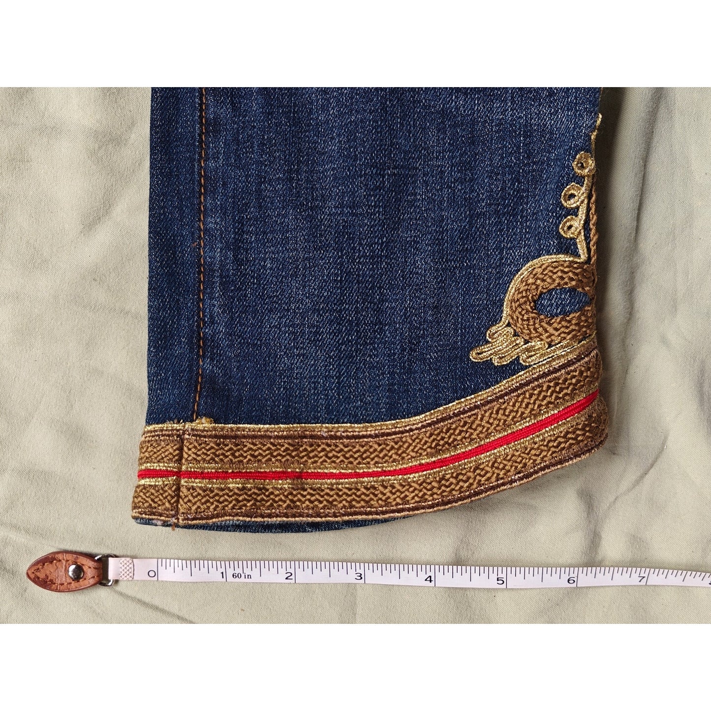 Polo Ralph Lauren Waverly Straight Crop Distressed Embroidered Jeans Sz 26
