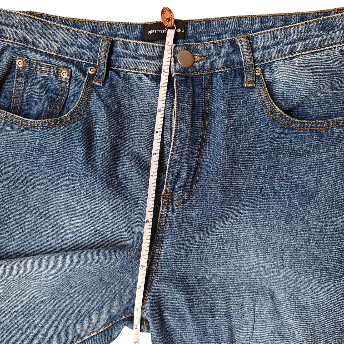 PrettyLittleThing Distressed High Waist Blue Mom Jeans Women’s Size 14