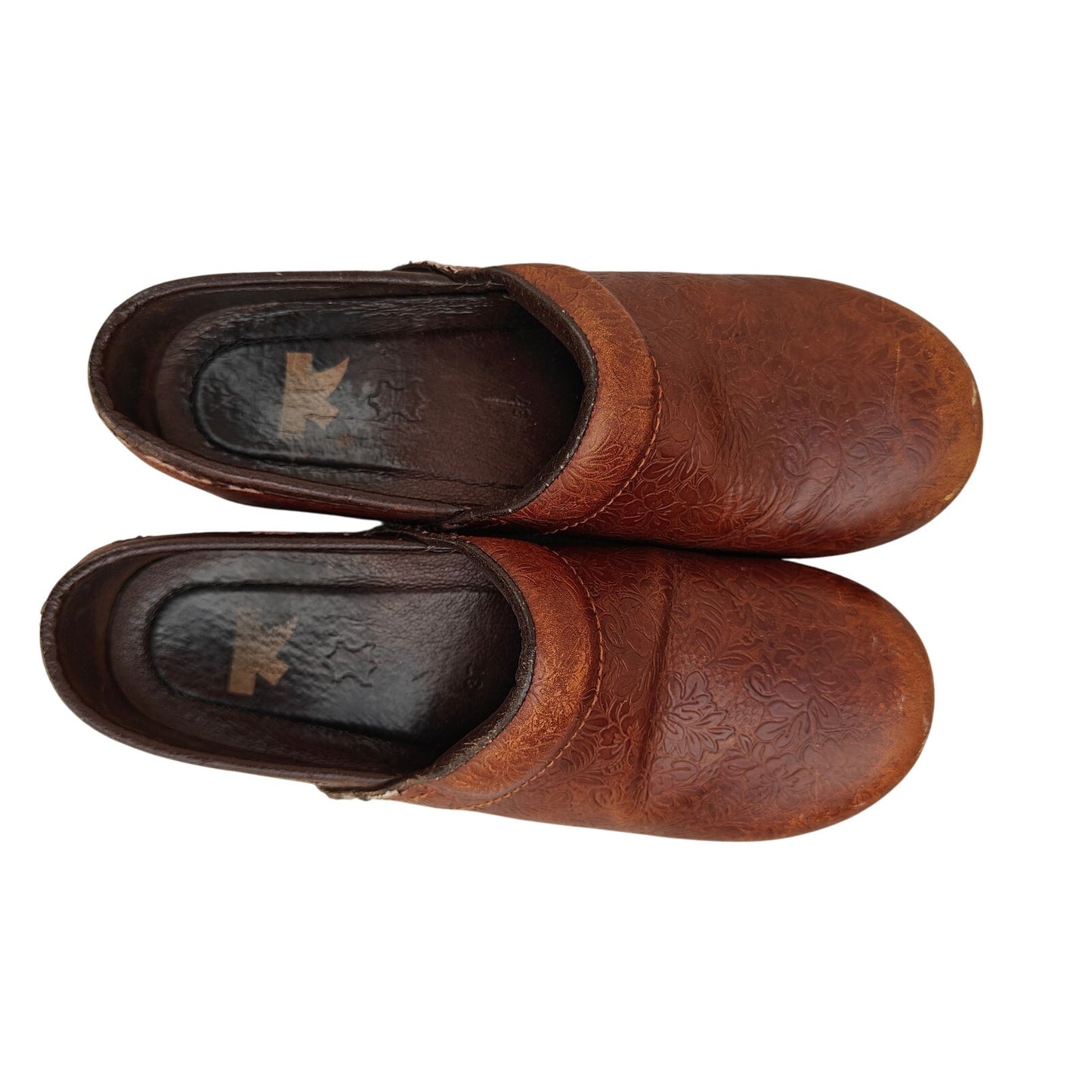 Dansko Professional Tooled Leather Clogs Brown Floral EU 37 US 6.5–7