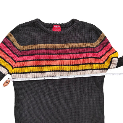 Lulu Kids Sweater 4/5 Rainbow Stripe Crewneck Knit Charcoal Gray
