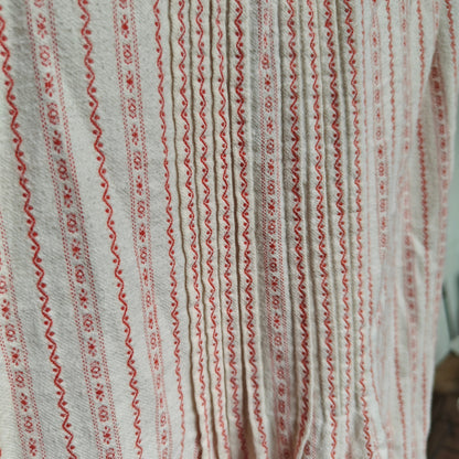 L.L.Bean Cotton Nightgown M – cream/red stripe, long-sleeve Henley, maxi