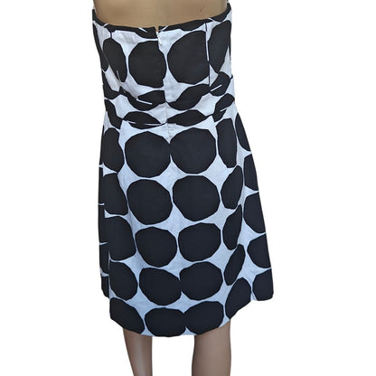Banana Republic x Marimekko strapless dot dress, black/white, sz 10