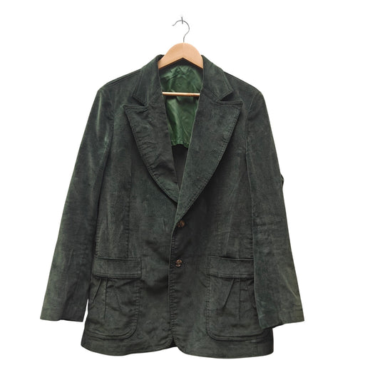 Vintage Lee Forest Green Corduroy Blazer 42R – Men’s Two-Button Wide-Notch Lapel Jacket, Lined