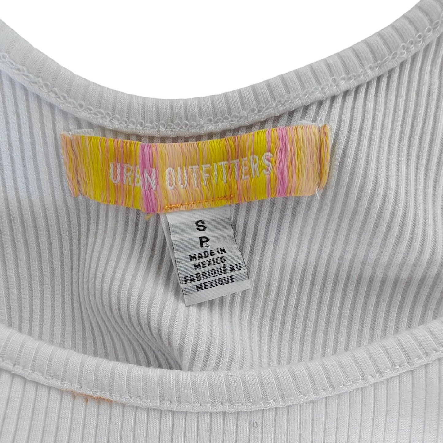 Urban Outfitters Ribbed Cutout Crop Tank Top White Sz S – Spaghetti Straps, Sharkbite Hem, Y2K