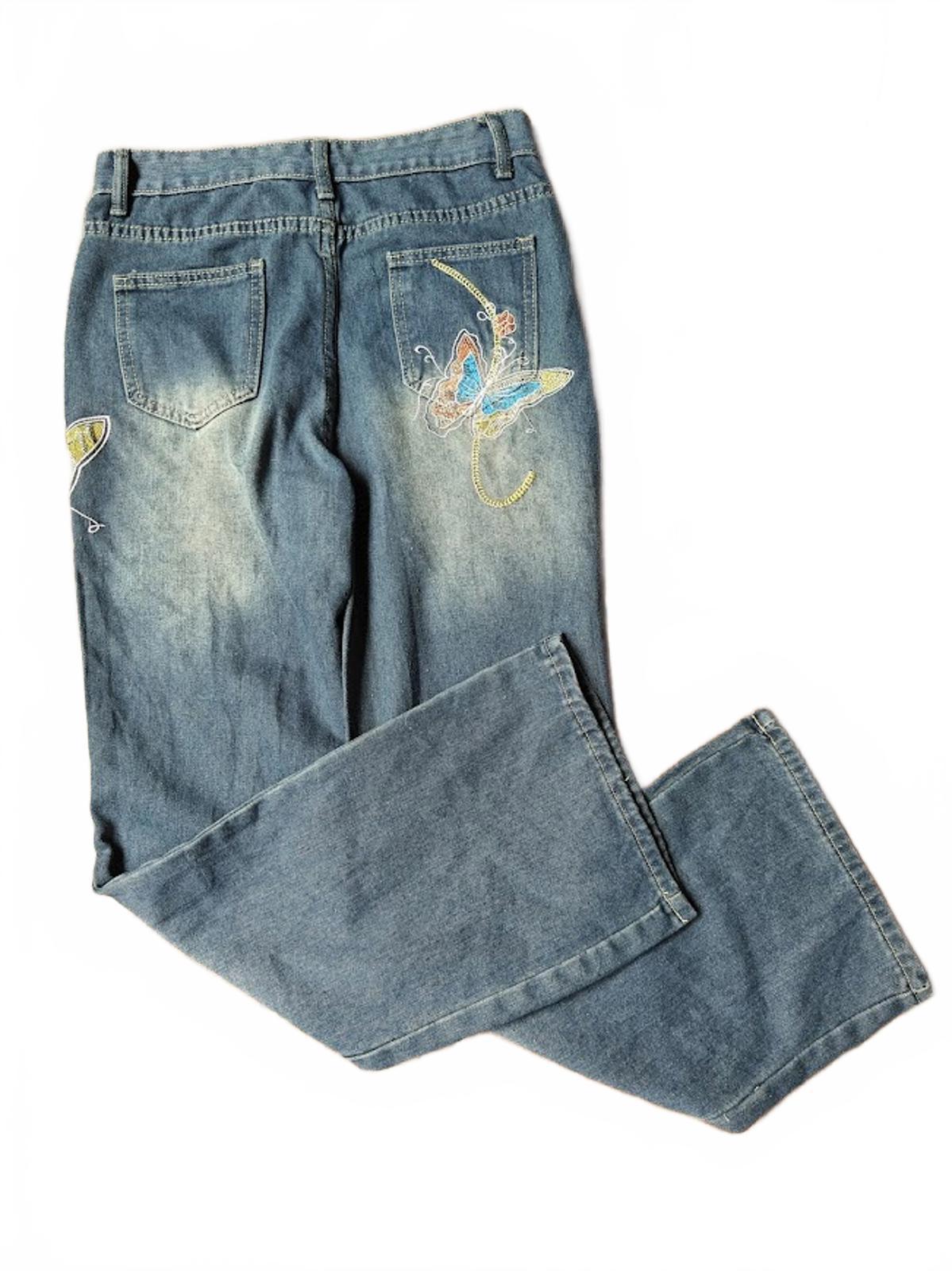 Butterfly Embroidered Bootcut Jeans – Size 28