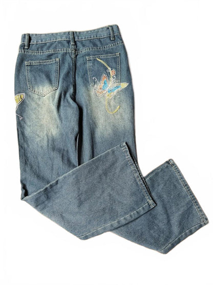 Butterfly Embroidered Bootcut Jeans – Size 28