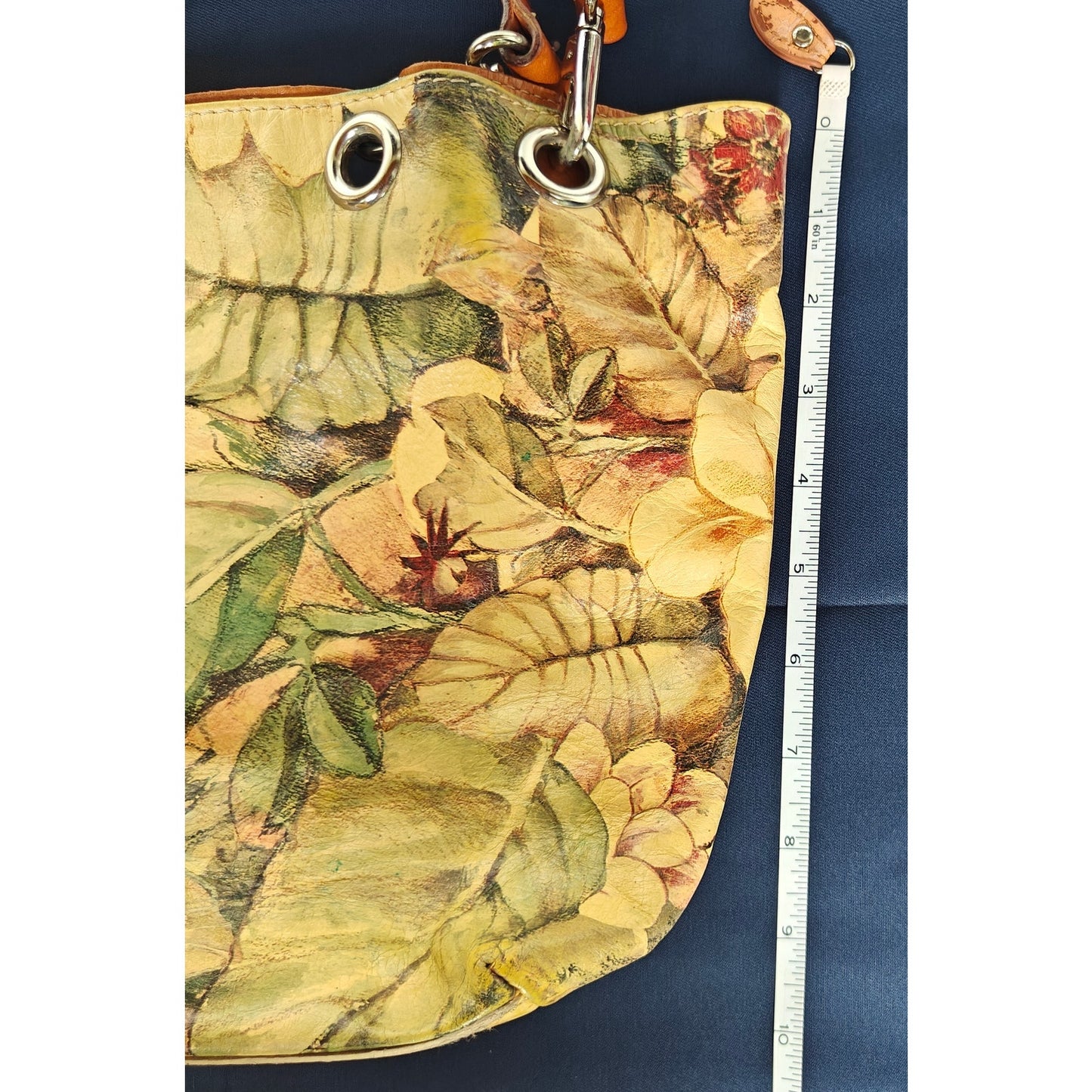 Maurizio Taiuti Made in Italy Floral-Print Leather Hobo Shoulder Bag – Yellow/Multi, Boho Slouchy Tote