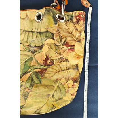 Maurizio Taiuti Made in Italy Floral-Print Leather Hobo Shoulder Bag – Yellow/Multi, Boho Slouchy Tote