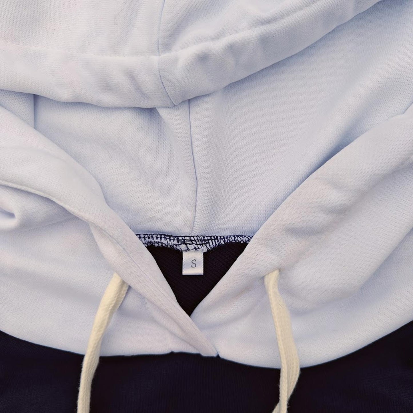 Navy Blue & White Striped Hoodie Sweatshirt Pullover Kangaroo Pocket Unisex