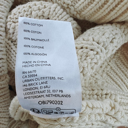 Free People Chunky Cable Knit Sweater L Cream 100% Cotton Oversized