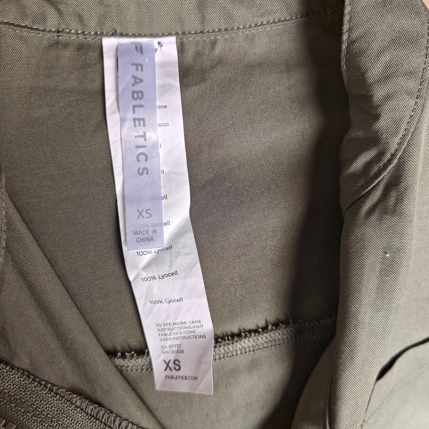 Fabletics Utility Jumpsuit XS Olive Green 100% Lyocell Long Sleeve