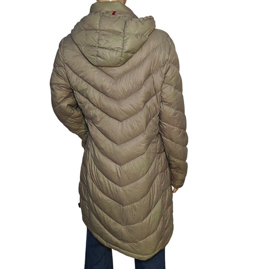 Calvin Klein Packable Down Puffer Coat Olive Hooded Quilted Women’s M