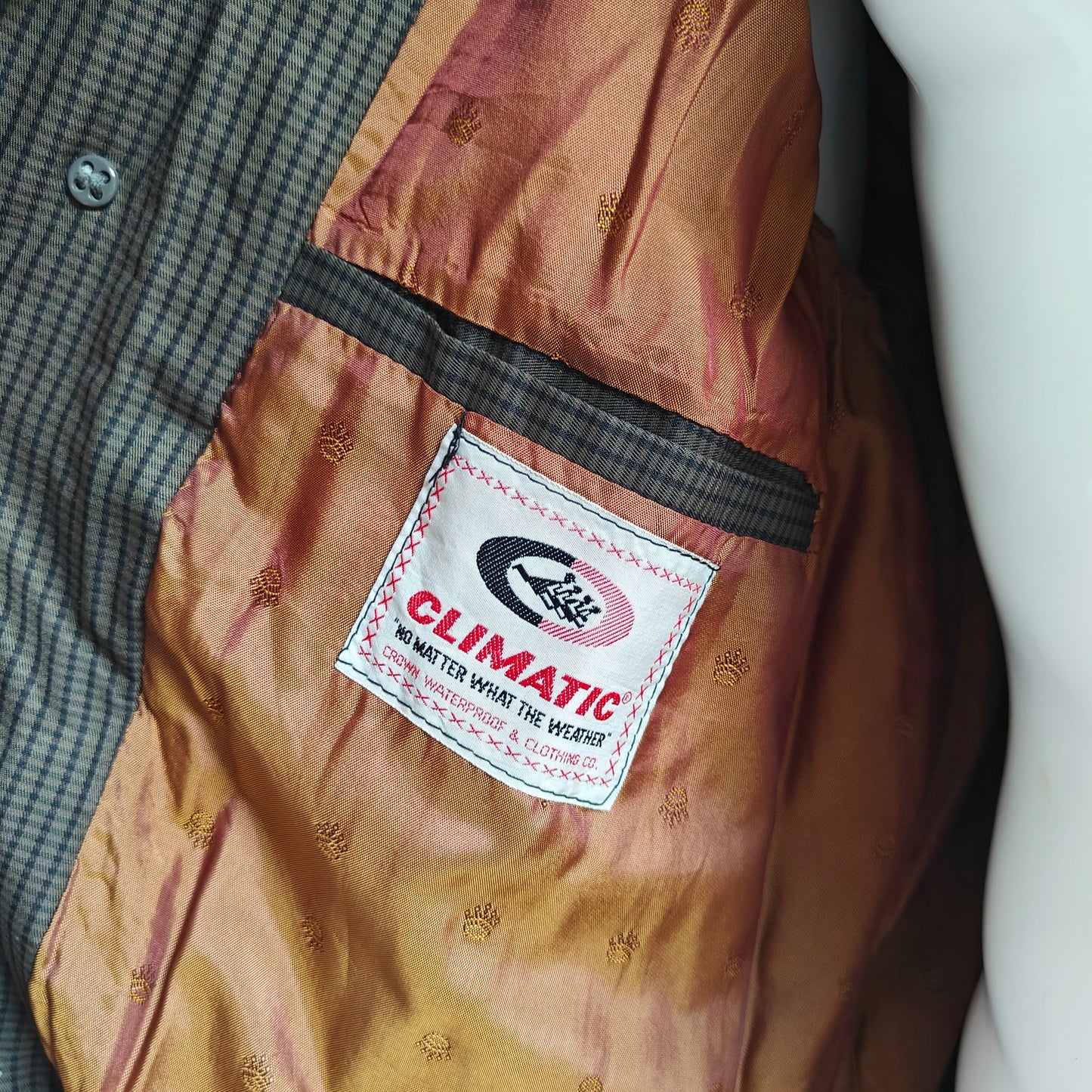 Vintage Climatic Raincoat by Crown Waterproof Brown Check Trench Mens