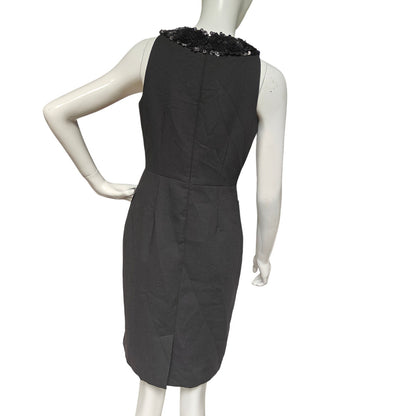 Talbots Petites 4P Black Embellished Neck Sheath Dress, Lined Cocktail