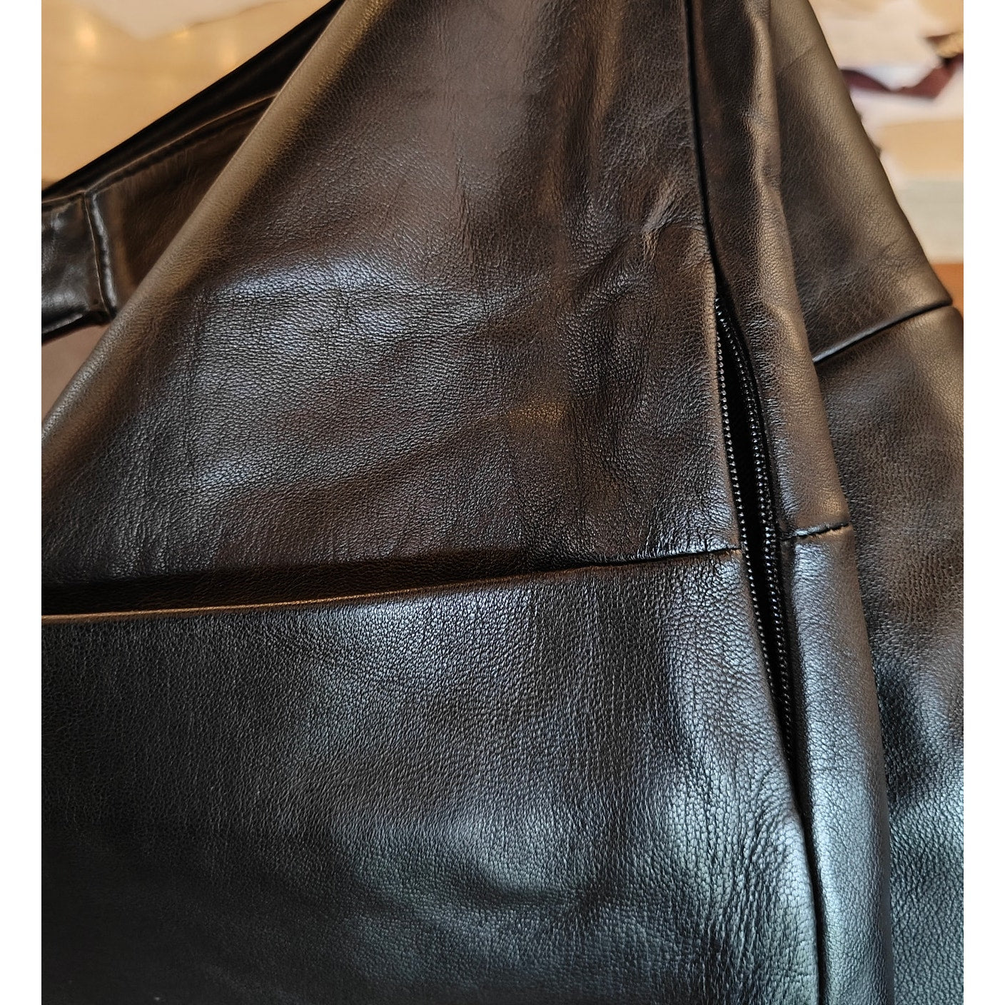 Maje Black Leather Dress with Front Pockets - Size 1