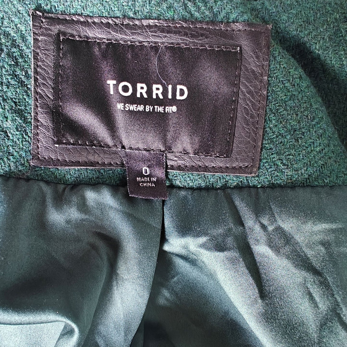 Torrid Green Fit & Flare Wool Blend Coat Zip Front Military Style Size 0