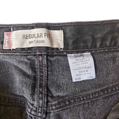 Levi’s 505 Regular Fit Black Jeans Men’s 38x30 Straight Leg Classic Denim