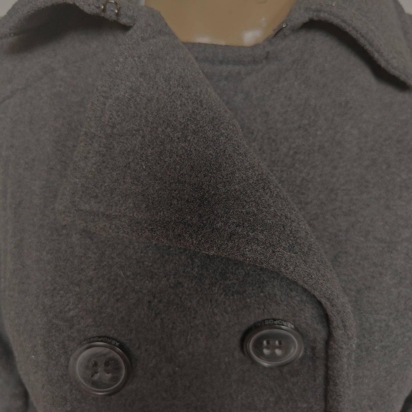 Aéropostale Wool-Blend Peacoat Gray Double-Breasted Women’s Medium