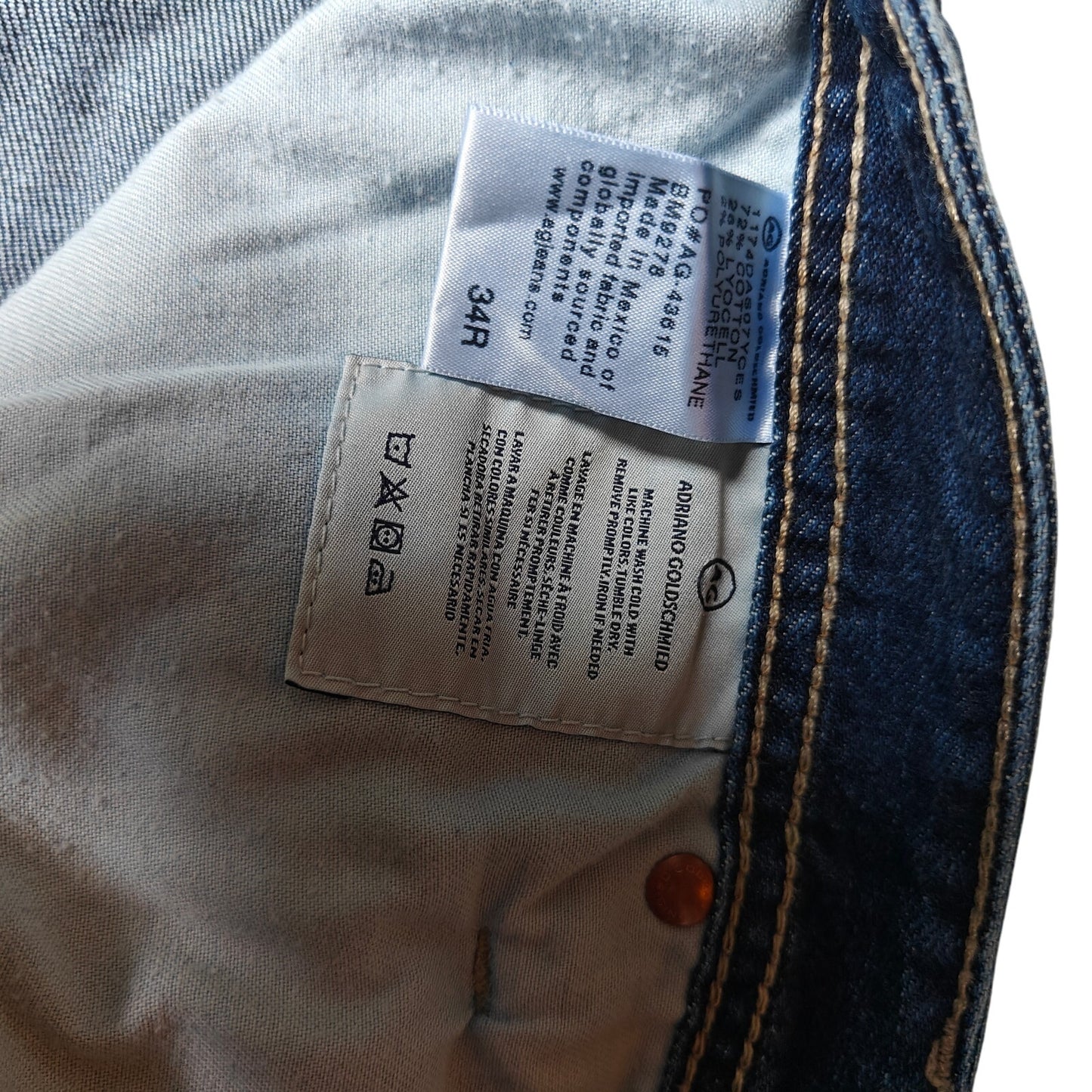 AG Adriano Goldschmied Men’s Blue Denim Jeans Slim Straight Dark Wash 34x32