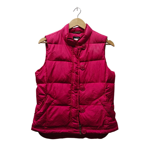 J.Crew Magenta Puffer Vest Quilted Button Front Stand Collar Size S