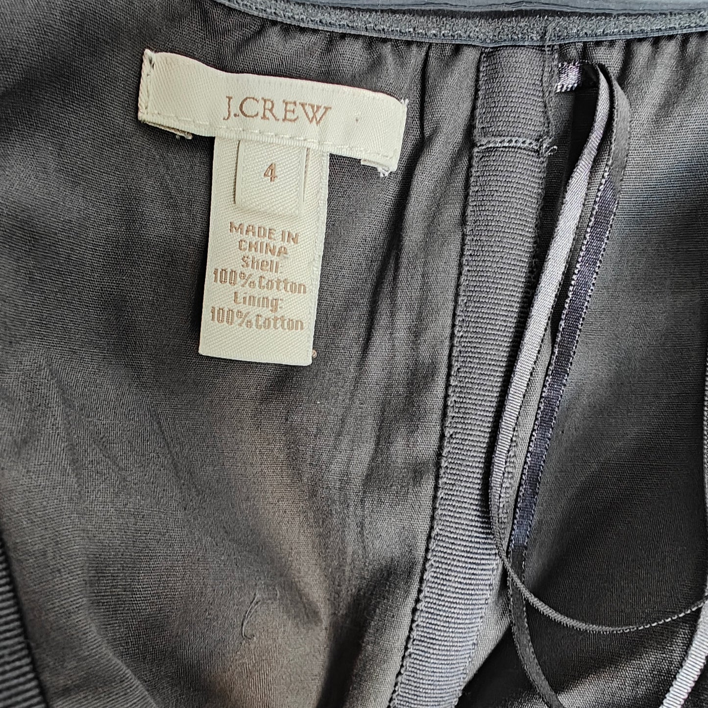 J.Crew Black Strapless Cotton Ginny Dress w/ Ribbon Waist – Size 4 | LBD Cocktail