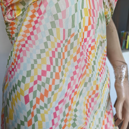 Diane von Furstenberg silk halter midi dress multicolor geometric print 8