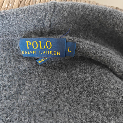 Polo Ralph Lauren 100% Merino Wool Zip Hoodie Sweater L Charcoal Gray