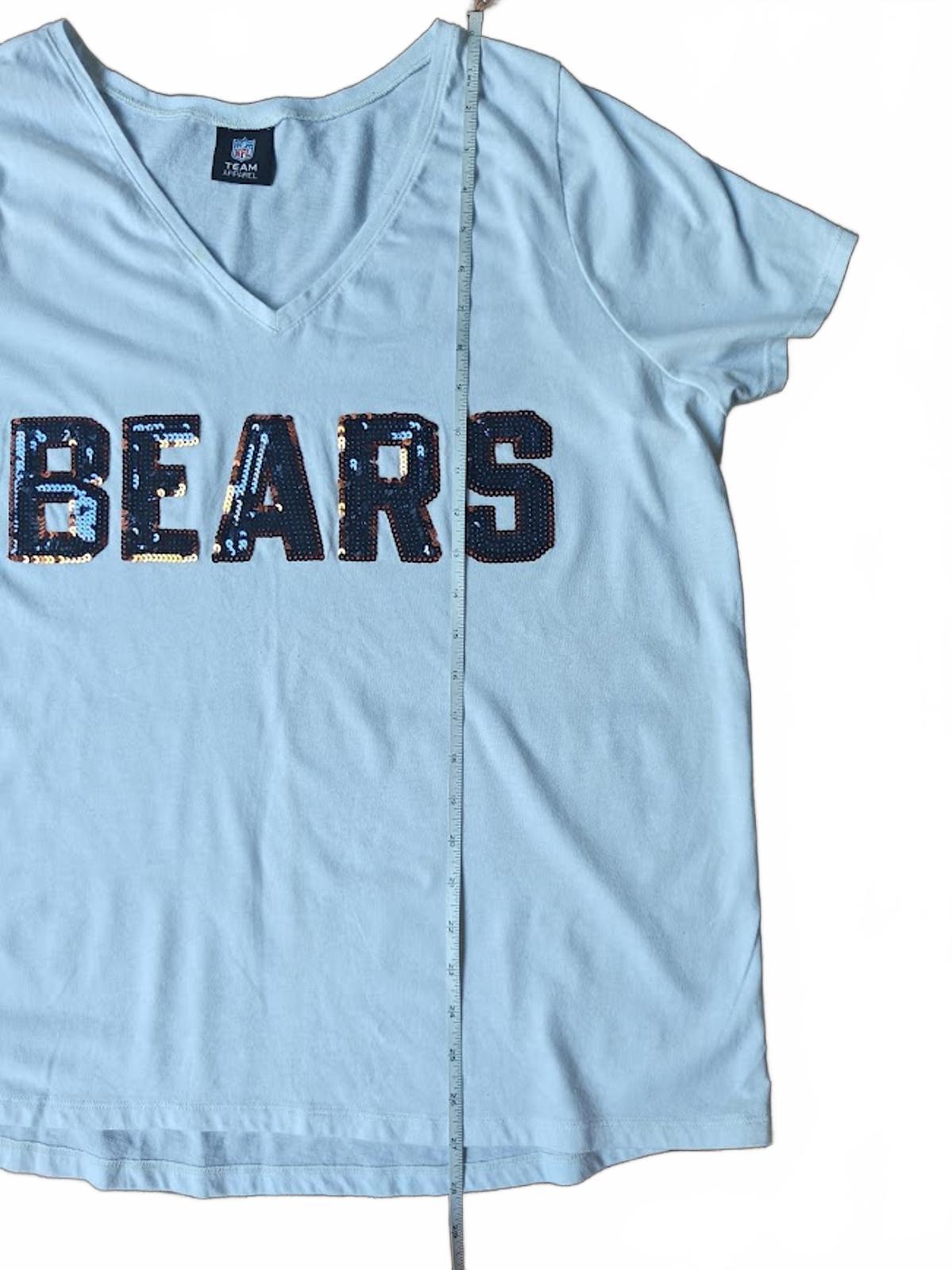 Chicago Bears White Sequin V-Neck Tee - Size 2XL